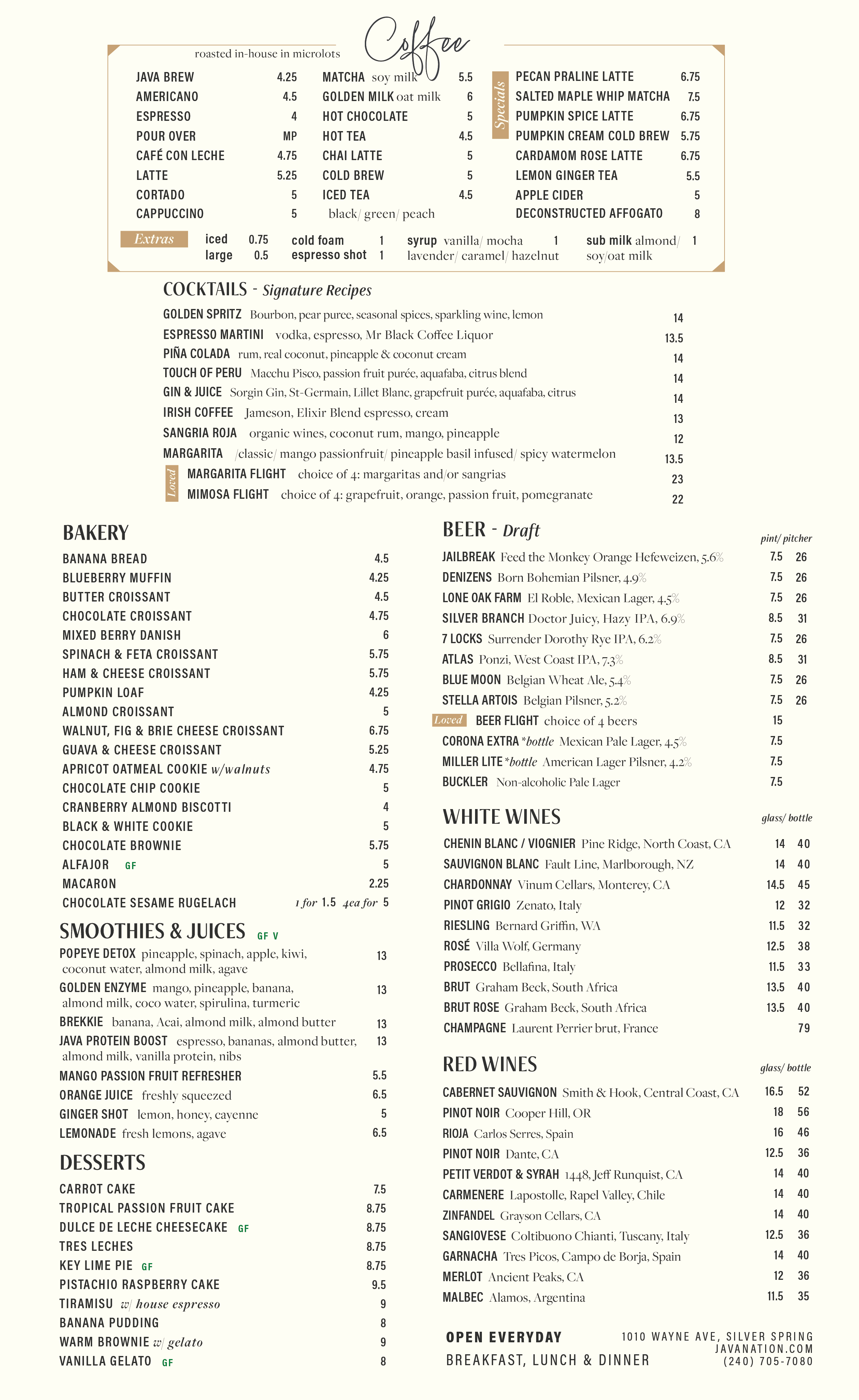 Silver Spring Brunch Menu Page 2